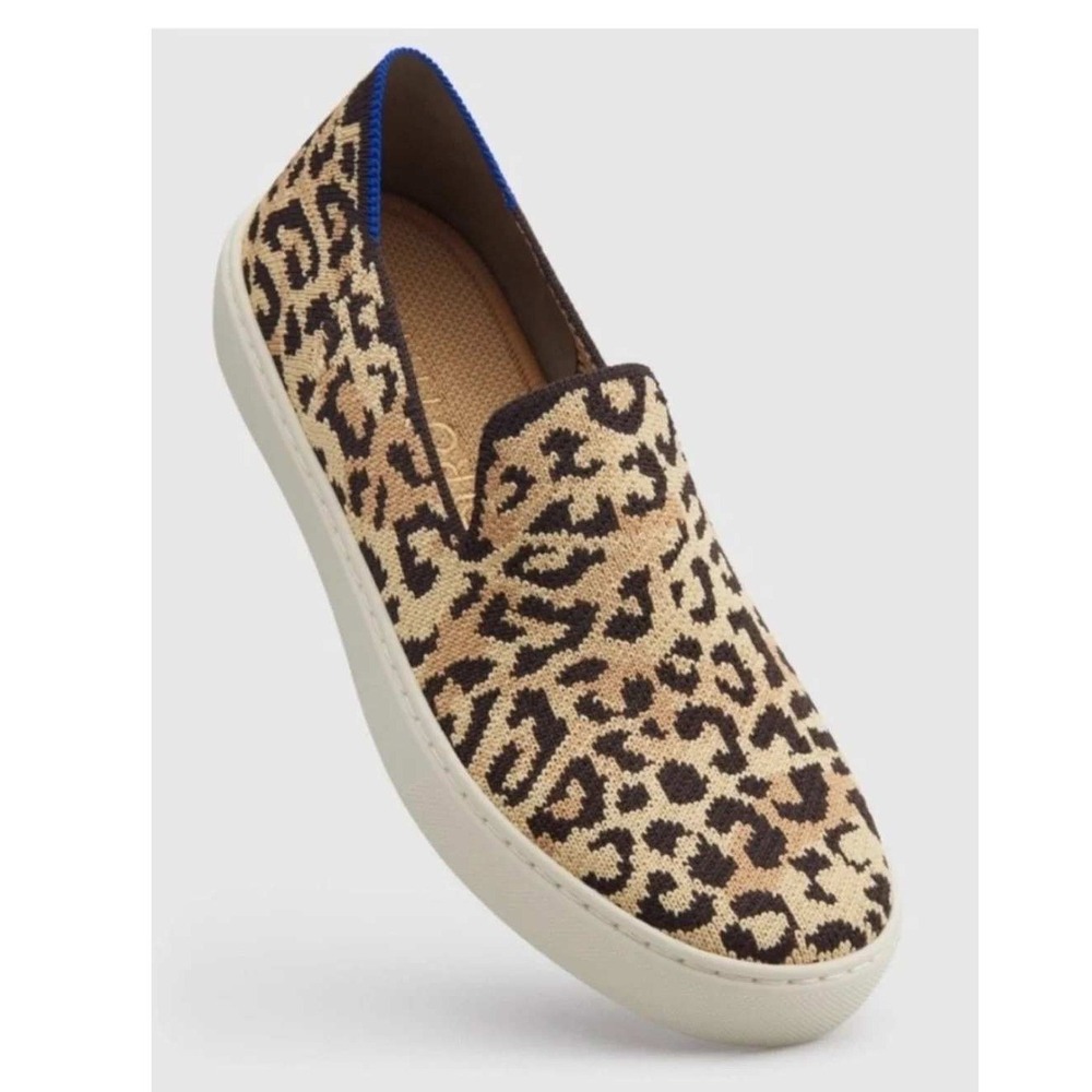 Rothys The Sneaker Fawn Ferocious Leopard Print Slip On Shoes Womens 7.5